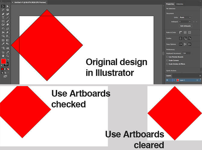 Bỏ tích Use Artboards