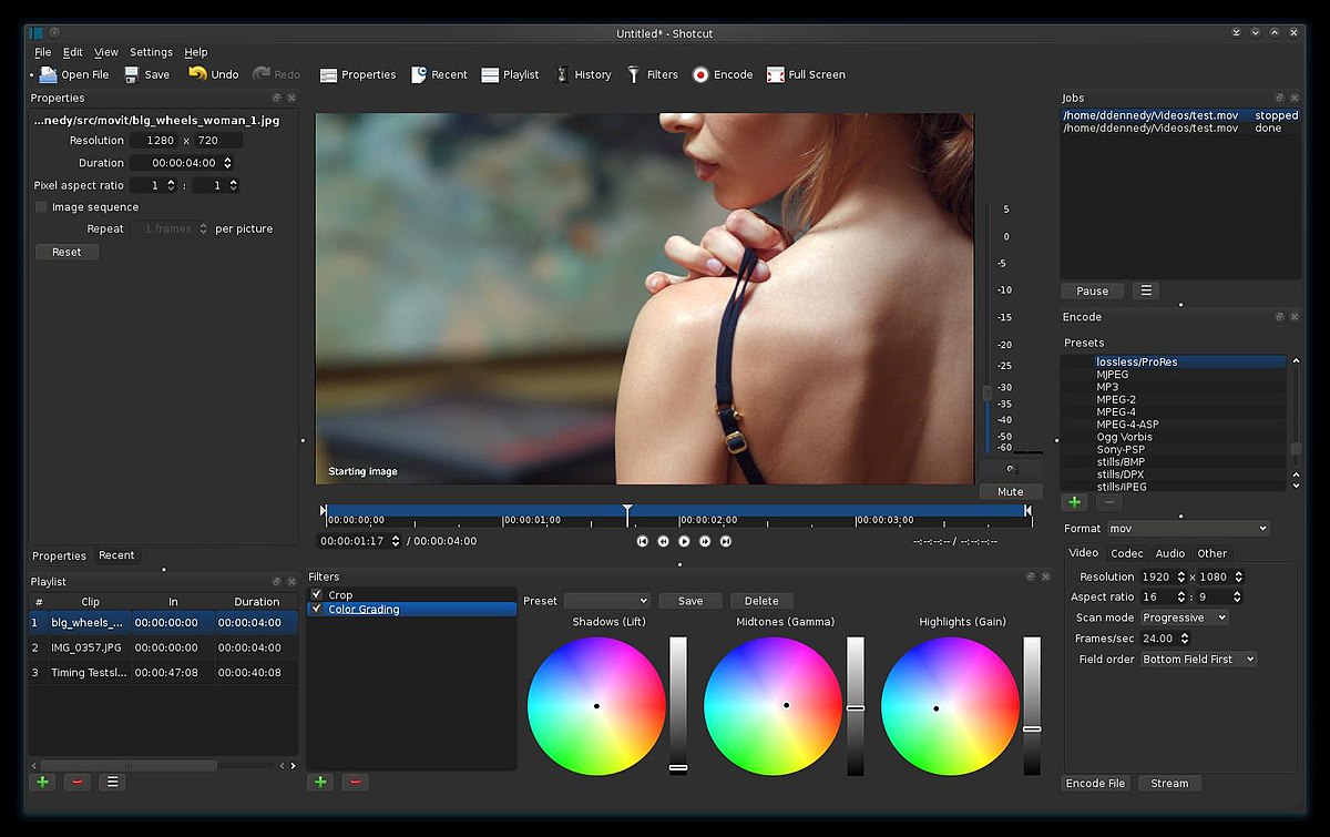 Có những chức năng nào trong Shotcut để edit video?
