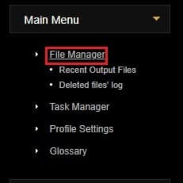 Chọn File Manager để truy cập vào trang quản lý file cá nhân