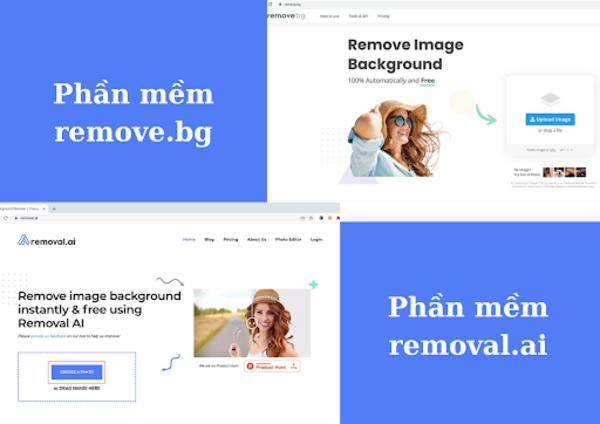 Giao diện tách nền remove.bg và removal.ai 