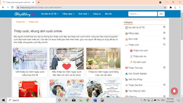 thiepmung.net với giao diện đơn giản dễ sử dụng