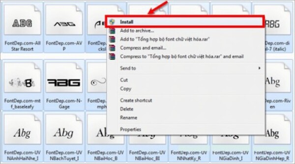 Cài đặt font chữ tự động