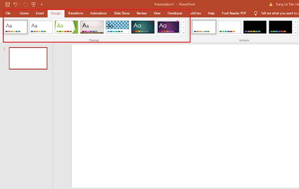 Chọn giao diện có sẵn của phần mềm Powerpoint 
