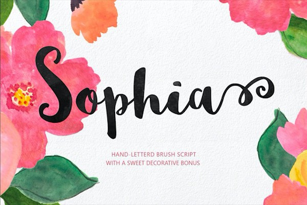 Font chữ Sophia kết hợp với nền hoa cho ra thiết kế vô cùng dễ thương và trẻ trung 