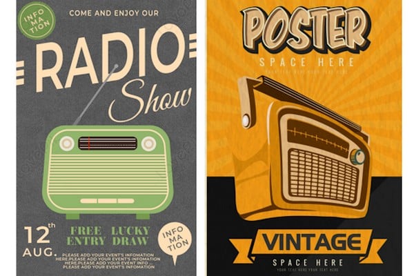 Poster mang phong cách vintage cho show radio