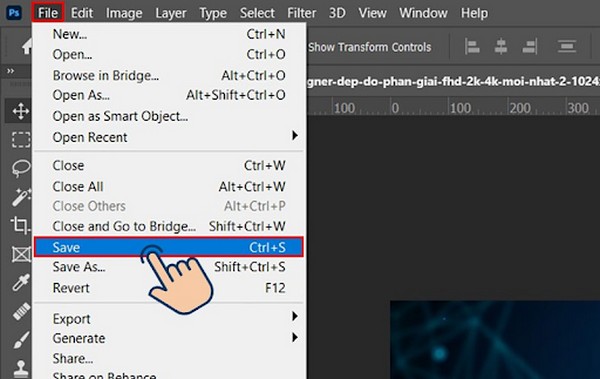 Thao tác lưu file ảnh đã chèn chữ trong Adobe Photoshop