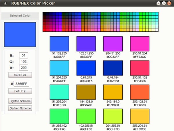 Bảng mã màu phổ biến