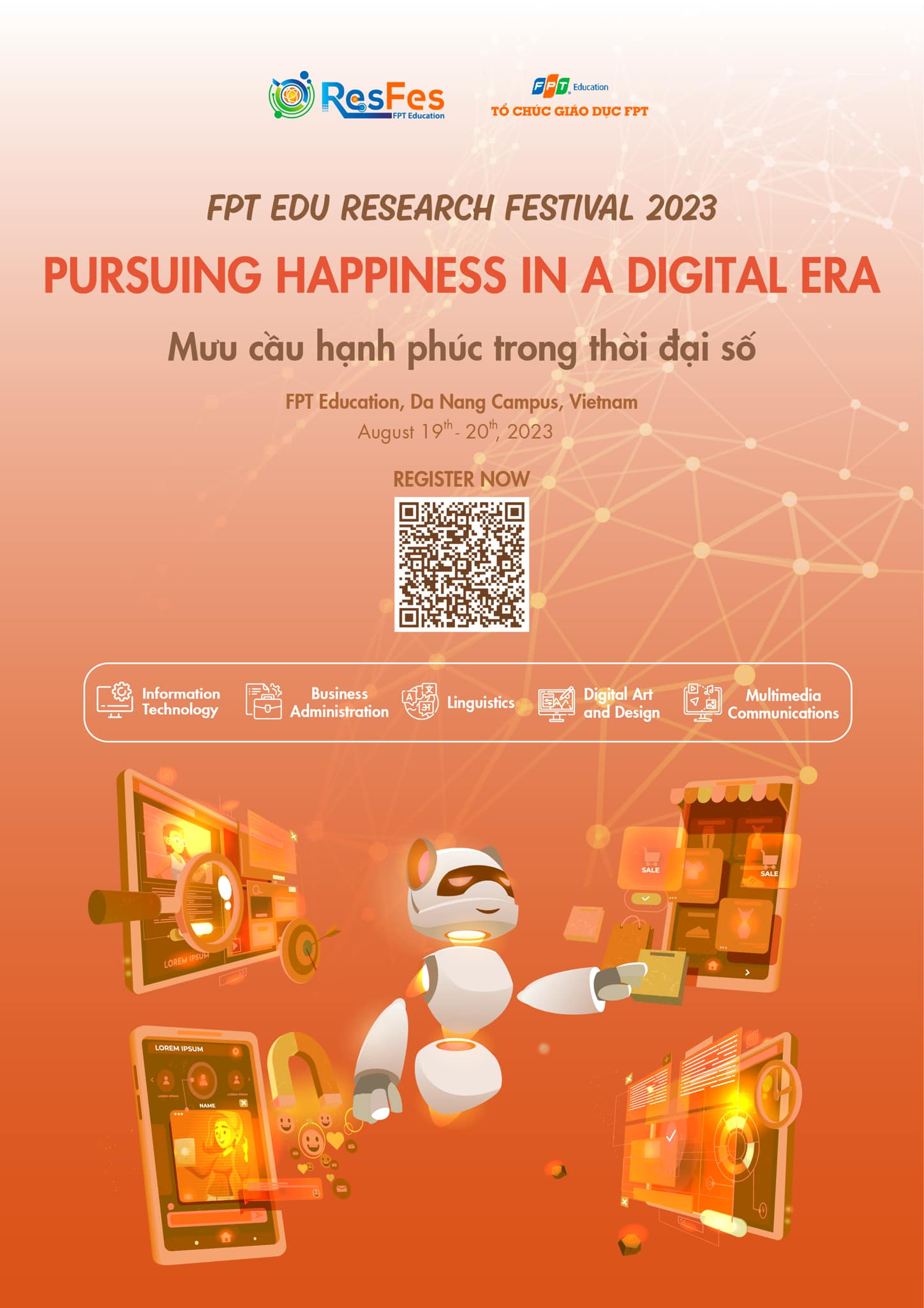 FPT Edu Research Festival 2023 có chủ đề “Pursuing Happiness in a Digital Era – Mưu cầu hạnh phúc trong thời đại số”