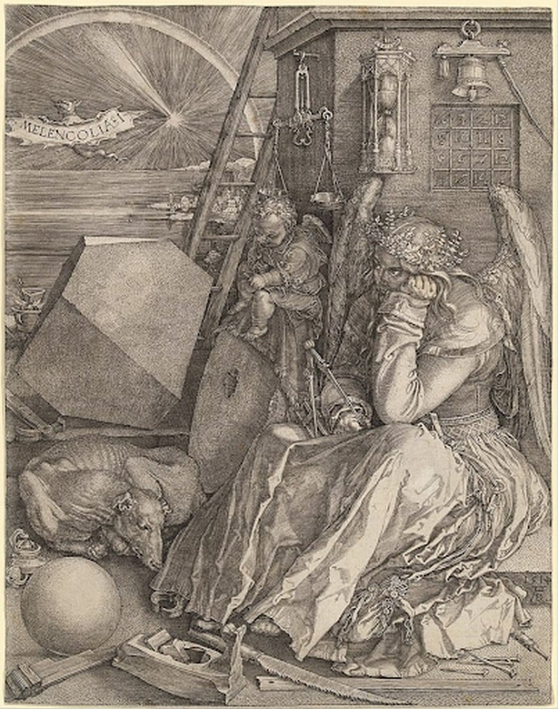 Tác phẩm in khắc lõm “Melencolia I” – Albrecht Dürer, 1511. (Ảnh: Wikipedia )
