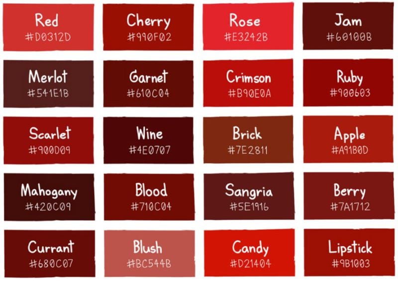 Màu đỏ sở hữu đa dạng sắc thái màu sắc khác nhau