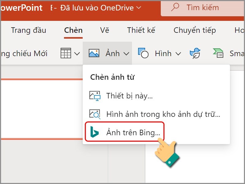 Chọn Ảnh và sau đó chọn Ảnh từ Bing...