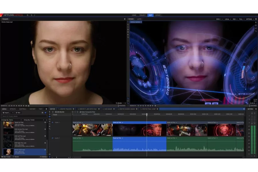 Top 10 phần mềm edit video miễn phí tốt nhất cho người mới bắt đầu 4 HitFilm Express nổi bật nhờ khả năng tích hợp dựng phim và hiệu ứng VFX (Visual Effects).