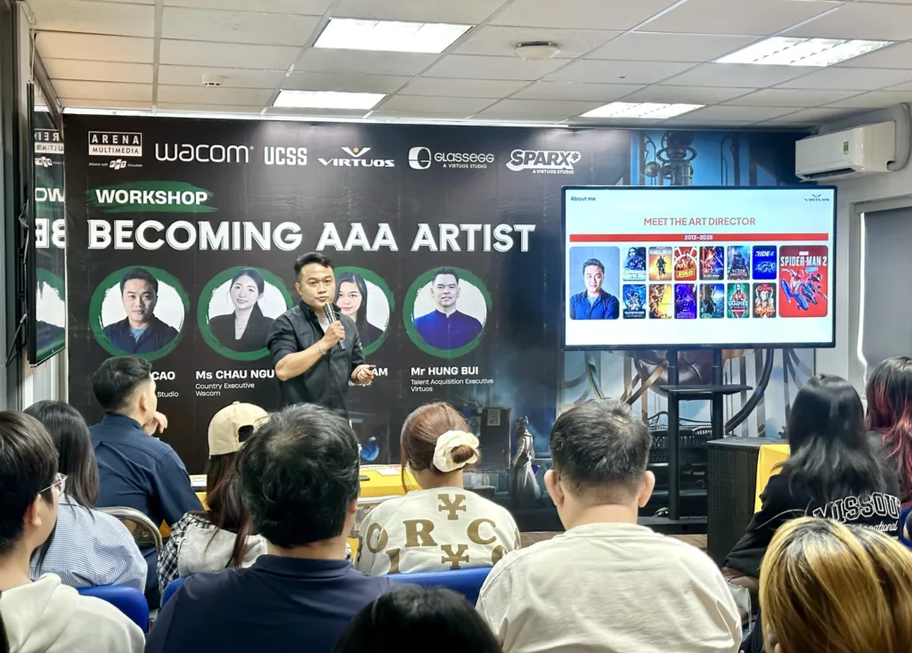 Workshop “Becoming AAA Artist” tại FPT Arena Multimedia: Hành trình chạm tới đỉnh cao ngành game 4 Anh Cao Âu Nhất Hoàng Huân – Art Director, Sparx - A Virtuos Studio* giúp sinh viên hiểu hơn vì lộ trình học tập để trở thành một AAA Artist
