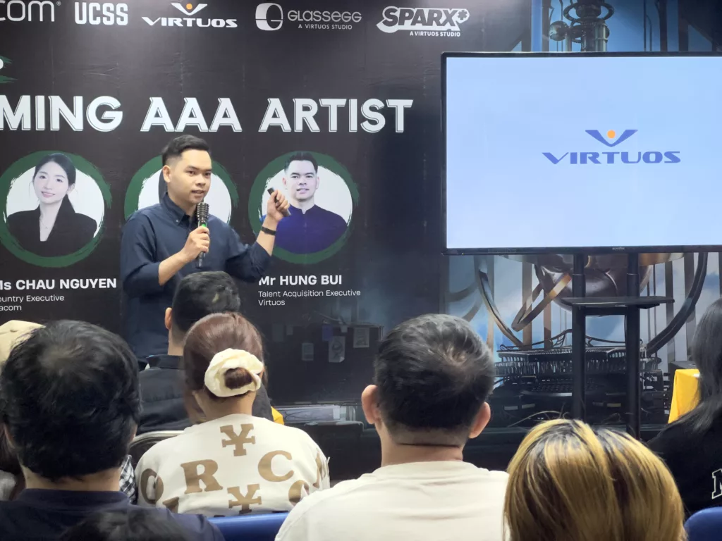 Workshop “Becoming AAA Artist” tại FPT Arena Multimedia: Hành trình chạm tới đỉnh cao ngành game 3 Anh Bùi Tuấn Hùng, Talent Acquisition Executive - Virtuos giới thiệu về văn hóa công ty, quy trình tuyển dụng, lộ trình phát triển nghề nghiệp