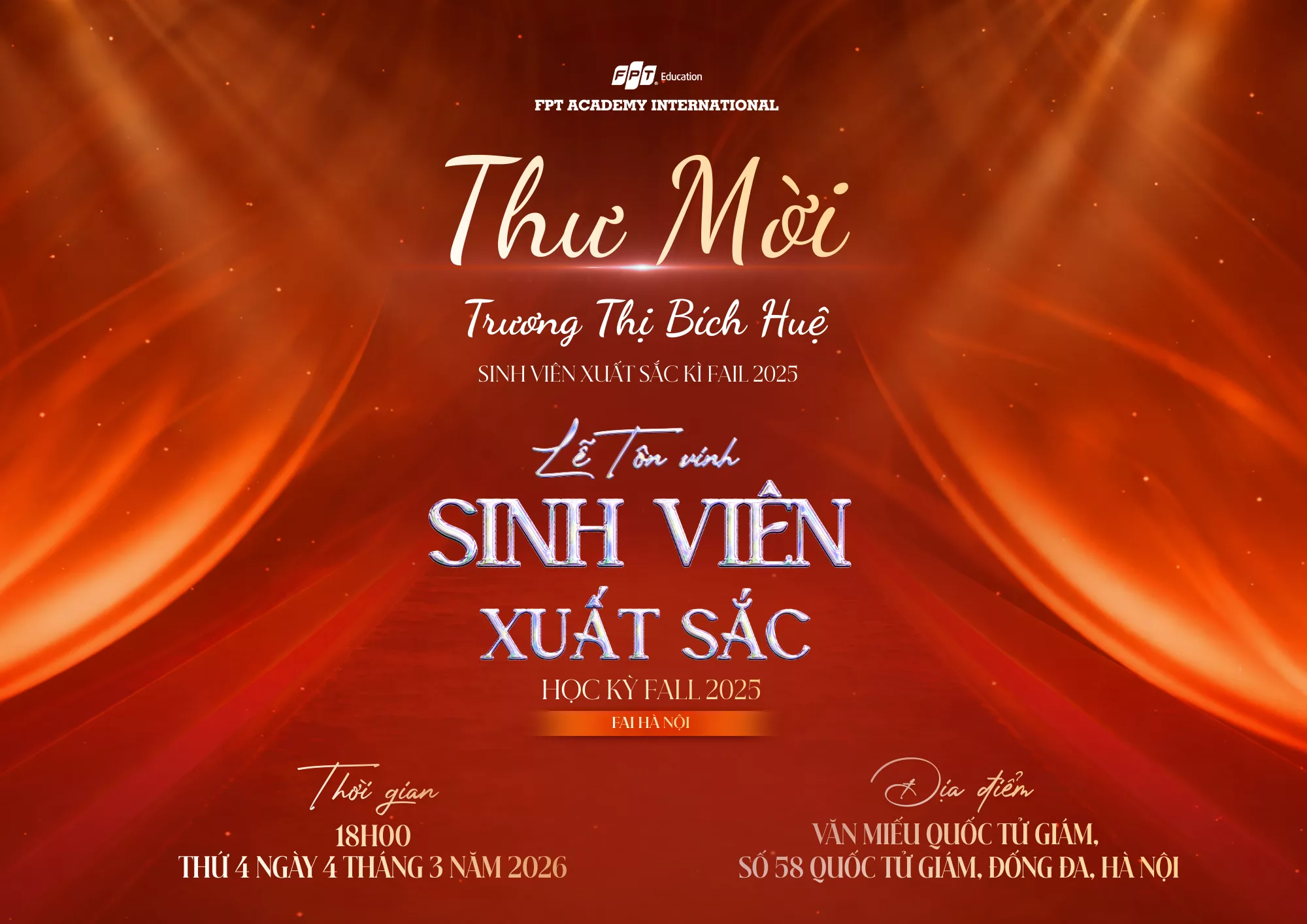 Thư mời sinh viên xuất sắc